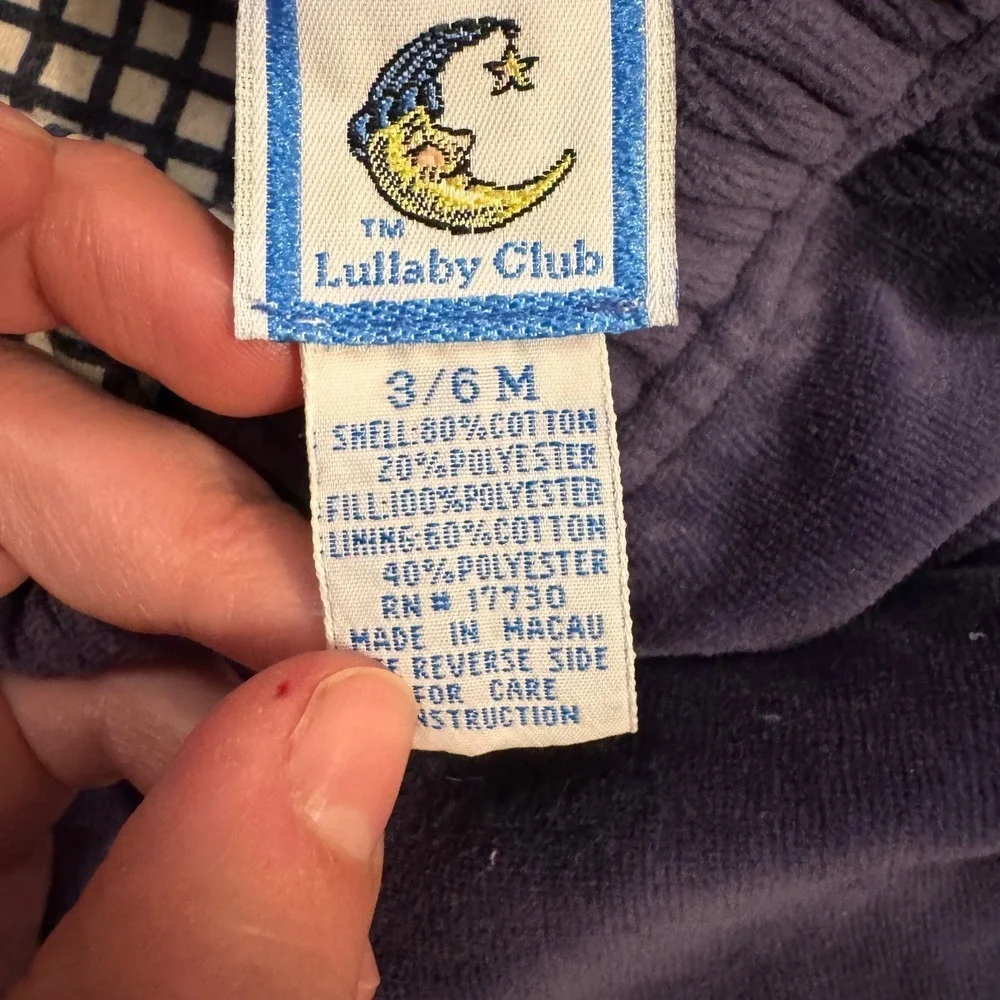 Vintage Lullaby Club Navy Velour Humpty Dumpty Set 3/6M Infant‎ Top Pants Blue